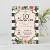 サプライズ40歳の誕生日招待状 女性 花 招待状 (スタンド正面)