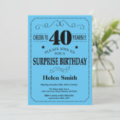 サプライズ40歳の誕生日招待状Black and Blue 招待状 (スタンド正面)