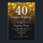サプライズ40歳の誕生日 – ブラック金ゴールドホワイト 招待状<br><div class="desc">サプライズ40th誕生日招待状。黒エレガント金ゴールド白デザイン。機能《写真》ぼけ味ライトとスクリプトフォント。成人男女の招待状。誕生日パーティスタイリッシュに最適。メッセージもしの詳細なカスタマイズが必要。</div>