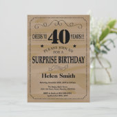 サプライズ40歳の誕生日　素朴な木 招待状 (スタンド正面)
