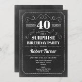 サプライズ40歳の誕生日 – Chalkboard ANY AGE 招待状 (正面/裏面)