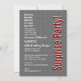 サプライズ40歳モダンの誕生日グレーと赤H431 招待状