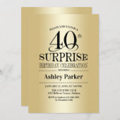 サプライズ40歳誕生日パーティー - ゴールド 招待状 (正面/裏面)