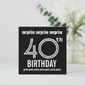 サプライズ40歳誕生日パーティー ブラック＆ホワイト テンプレート (スタンド正面)