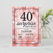 サプライズ40歳誕生日招待状レッドグリッター 招待状 (スタンド正面)