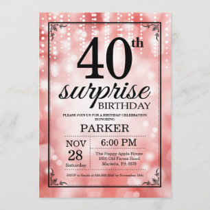 サプライズ40歳誕生日招待状レッドグリッター 招待状