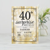 サプライズ40歳誕生日招待状金ゴールドグリッター 招待状 (スタンド正面)