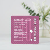 サプライズ40歳誕生日濃いピンク水玉模様V04D 招待状 (スタンド正面)