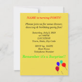 サプライズ40歳誕生日風船 招待状 (裏面)