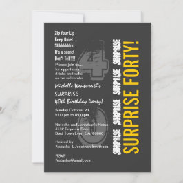 サプライズ40歳 現代風 バースデー グレーとゴールド 招待状