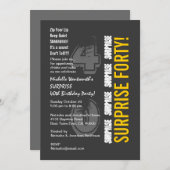 サプライズ40歳 現代風 バースデー グレーとゴールド 招待状 (正面/裏面)