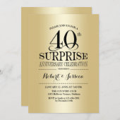 サプライズ40結婚周年記念 – 金ゴールド 招待状 (正面/裏面)