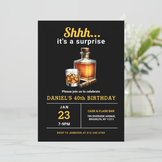 サプライズ40thウィスキーシガーバーボンバースデーパーティー 招待状 (スタンド正面)