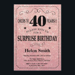 サプライズ40thバースデーピンクローズ金ゴールドグリッター 招待状<br><div class="desc">サプライズ40th誕生日招待状ブラックとピンクローズ金ゴールドグリッタータイポグラフィ。黒とピンクのローズ金ゴールドグリッター背景。大人誕生日。男性または女性誕生日。キッズボーイまたはガールレディ10代のティーンエイジ招待状。13日15日18日20日21日30日50日70日80日90日100日。任意の年齢さらにカスタマイクリックズを行う場合はカスタマイズ、「IT」ボタンをクリックし、このテンプレートを変更するために当社のデザインツールを使用する。</div>