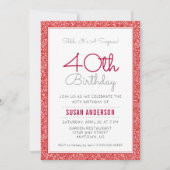 サプライズ40thバースデーフェイクレッドグリッター 招待状 (正面)