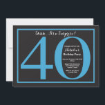 サプライズ40thバースデーブルーとブラックシャルボード 招待状<br><div class="desc">サプライズ40th誕生日招待状。黒人誕生日パーティー招待状とChalkboard背景。サプライズ誕生日。大人誕生日。男性または女性の日バッシュパーティー。さらにカスタマイクリックズを行う場合はカスタマイズ、「IT」ボタンをクリックし、このテンプレートを変更するために当社のデザインツールを使用する。</div>