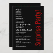 サプライズ40thバースデー白黒レッドプレミアム 招待状 (正面/裏面)