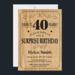 サプライズ40thバースデー素朴ウッド 招待状<br><div class="desc">サプライズ40th誕生日招待状。タイポグラフィ。応援40年。木目素朴背景大人誕生日。男性または女性誕生日。キッズボーイまたはガールレディ10代のティーンエイジ招待状。13日15日18日20日21日30日50日70日80日90日100日。任意の年齢さらにカスタマイクリックズを行う場合はカスタマイズ、「IT」ボタンをクリックし、このテンプレートを変更するために当社のデザインツールを使用する。</div>