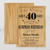 サプライズ40thバースデー素朴ウッド 招待状 (正面/裏面)