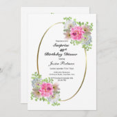 サプライズ40thピンク金ゴールド誕生日ディナー 招待状 (正面/裏面)