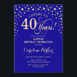 サプライズ40th誕生日パーティー王室の – 青金ゴールド 招待状<br><div class="desc">サプライズ40th誕生日パーティの招待状。エレガントサファイアブルーと王室のグリッター金ゴールドの中のフェイクデザイン。スクリプトフォントとダイヤモンド紙吹雪の機能。応援40年！メッセージもしの詳細なカスタマイズが必要。</div>