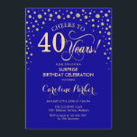 サプライズ40th誕生日パーティー王室の – 青金ゴールド 招待状<br><div class="desc">サプライズ40th誕生日パーティの招待状。エレガントサファイアブルーと王室のグリッター金ゴールドの中のフェイクデザイン。スクリプトフォントとダイヤモンド紙吹雪の機能。応援40年！メッセージもしの詳細なカスタマイズが必要。</div>