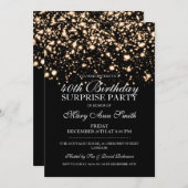 サプライズ40th誕生日パーティー金ゴールドミッドナイトグラム 招待状 (正面/裏面)