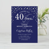 サプライズ40th誕生日パーティー – ネイビーシルバー 招待状 (スタンド正面)
