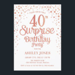 サプライズ40th誕生日パーティー-バラ金ゴールドと白 招待状<br><div class="desc">サプライズ40th誕生日パーティの招待状。白エレガント色のデザインとグリッターのフェイクバラ金ゴールド。スクリプトスタイリッシュのフォントと紙吹雪の機能。メッセージもしメッセージはカスタム年齢。</div>