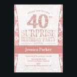サプライズ40th誕生日パーティー-バラ金ゴールド白 招待状<br><div class="desc">白とバラの金ゴールドで驚きの40th誕生日パーティの招待状。エレガント招待状カードとフェイクグリッターバラ金ゴールドとダイヤモンド。クラシックデザインパーティーに最適なスタイリッシュ。年齢もしを教えてカスタムくれ。</div>