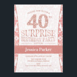 サプライズ40th誕生日パーティー-バラ金ゴールド白 招待状<br><div class="desc">白とバラの金ゴールドで驚きの40th誕生日パーティの招待状。エレガント招待状カードとフェイクグリッターバラ金ゴールドとダイヤモンド。クラシックデザインパーティーに最適なスタイリッシュ。年齢もしを教えてカスタムくれ。</div>