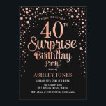サプライズ40th誕生日パーティー – ブラック&バラ金ゴールド 招待状<br><div class="desc">サプライズ40th誕生日パーティの招待状。黒エレガントのデザインとグリッターのバラ金ゴールド。スクリプトスタイリッシュのフォントと紙吹雪の機能。メッセージもしメッセージはカスタム年齢。</div>