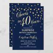 サプライズ40th誕生日パーティー-金ゴールド海軍 招待状 (正面/裏面)