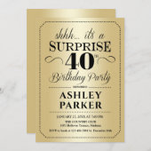 サプライズ40th誕生日パーティー-金ゴールド 招待状 (正面/裏面)