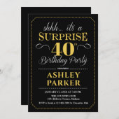 サプライズ40th誕生日パーティー – 黒金ゴールド 招待状 (正面/裏面)