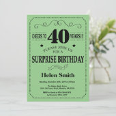 サプライズ40th誕生日ブラックとグリーン 招待状 (スタンド正面)
