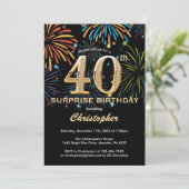 サプライズ40th誕生日ブラック金ゴールドレインボー花火 招待状 (スタンド正面)