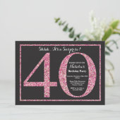 サプライズ40th誕生日招待状ピンクグリッター 招待状 (スタンド正面)