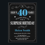 サプライズ40th誕生日招待状ブルーとブラック 招待状<br><div class="desc">サプライズ40th誕生日招待状ブルーとブラックタイポグラフィ。黒板。背景（白黒）。大人誕生日。男性または女性誕生日。キッズボーイまたはガールレディ10代のティーンエイジ招待状。13日15日18日20日21日30日50日70日80日90日100日。任意の年齢さらにカスタマイクリックズを行う場合はカスタマイズ、「IT」ボタンをクリックし、このテンプレートを変更するために当社のデザインツールを使用する。</div>