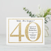 サプライズ40th誕生日招待状金ゴールドグリッター 招待状 (スタンド正面)