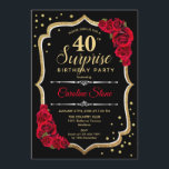 サプライズ40th誕生日 – ブラック金ゴールドレッド招待状 招待状<br><div class="desc">サプライズ40th誕生日招待状。黒フェミニン色、赤いデザインとフェイクグリッター金ゴールド。赤いバラ、スクリプトフォント、紙吹雪を備えている。エレガントな誕生日パーティーに最適。任意のパーソナライズされた年齢を示すことができる。メッセージもしの詳細なカスタマイズが必要。</div>