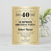 サプライズ40th誕生日 – 金ゴールドブラック 招待状 (スタンド正面)