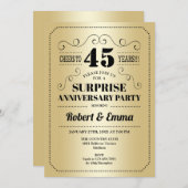 サプライズ45周年パーティー - ゴールド ブラック 招待状 (正面/裏面)