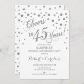 サプライズ45周年結婚記念日 - 白&シルバー 招待状 (正面/裏面)