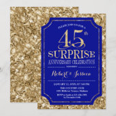 サプライズ45周年結婚記念日 - 青金 招待状 (正面/裏面)