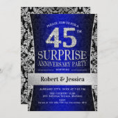 サプライズ45周年記念パーティー- Blue Silver 招待状 (正面/裏面)