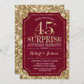 サプライズ45結婚周年記念 – 赤金ゴールド 招待状 (正面/裏面)