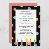 サプライズ45th誕生日パーティー多くの色 招待状 (正面/裏面)