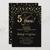 サプライズ5周年記念祝賀会 - ブラックゴールド 招待状 (正面/裏面)