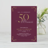 サプライズ50と素晴らしいブルゴーニュ&金ゴールド誕生日 招待状 (スタンド正面)